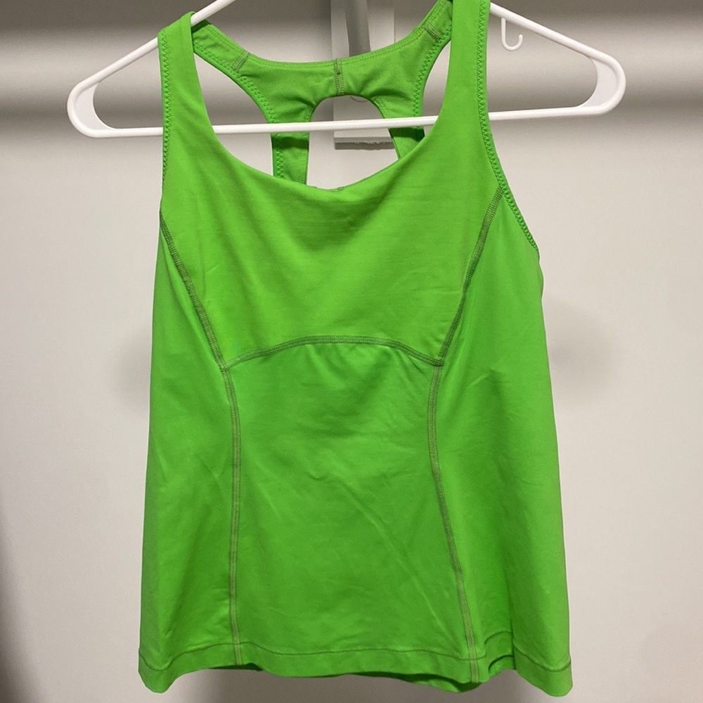 Neon green Lululemon razorback tank top